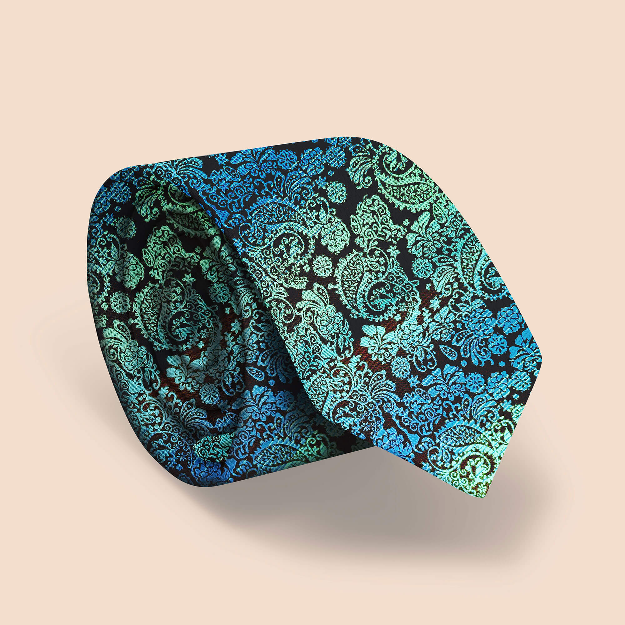 Blue paisley handmade tie & pocket square set