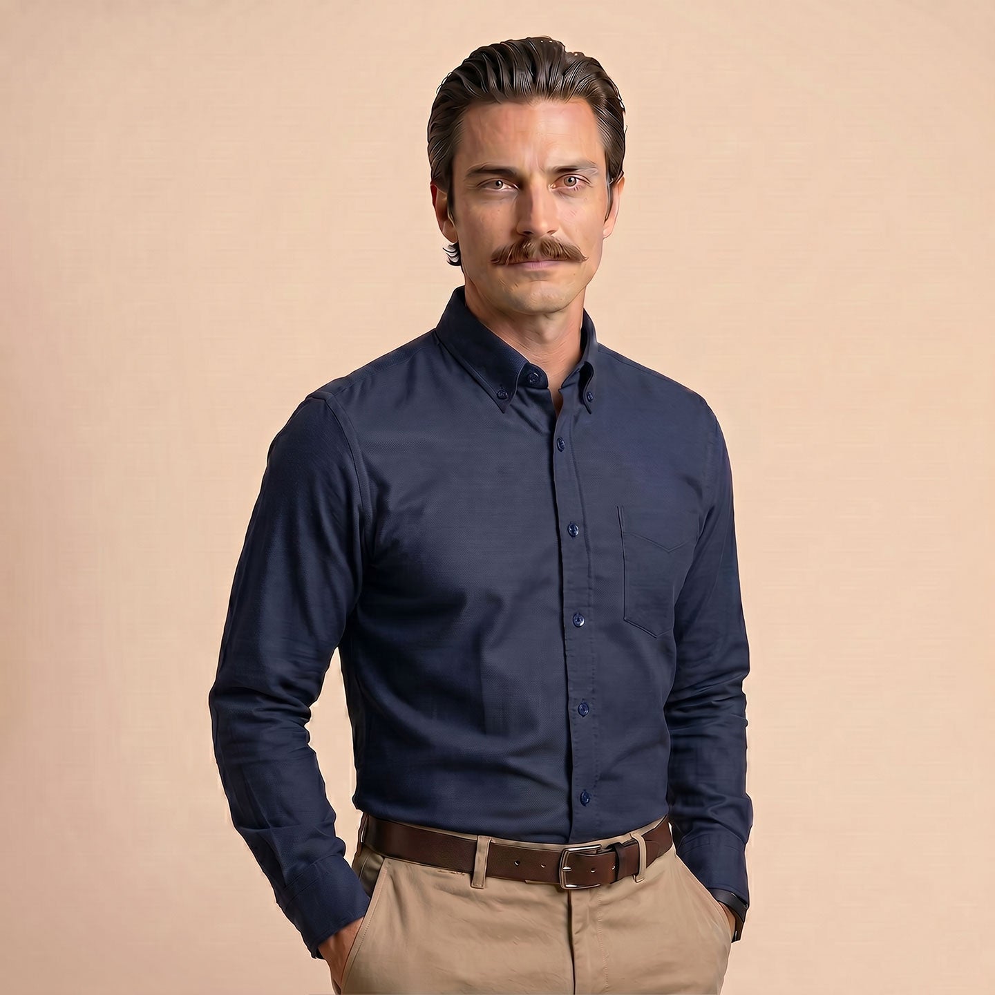 Regal Oxford Solid Shirt In French Navy