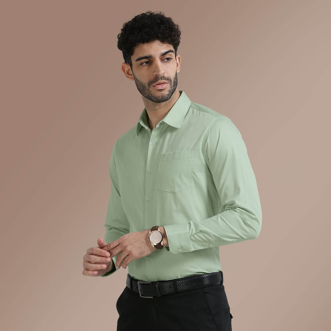 Cambridge Giza Cotton Shirt In Moss Green