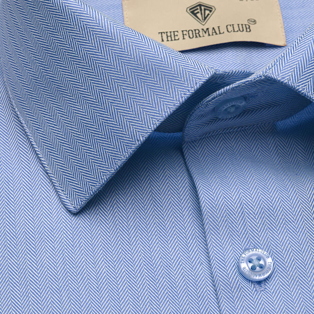Imperial Herringbone 2 Ply Giza Shirt In Cornflower