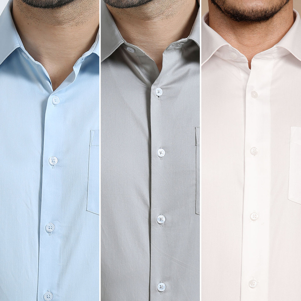 The Best-Sellers of Giza Cotton - 3 Shirt Pack - Ice Blue, Pewter & Snow