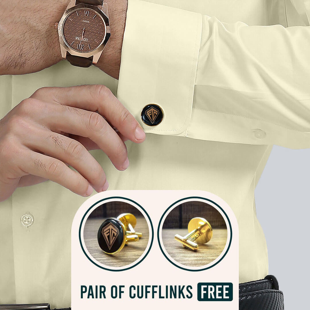 French Cuff Giza Cotton Shirt in Lemon Frost