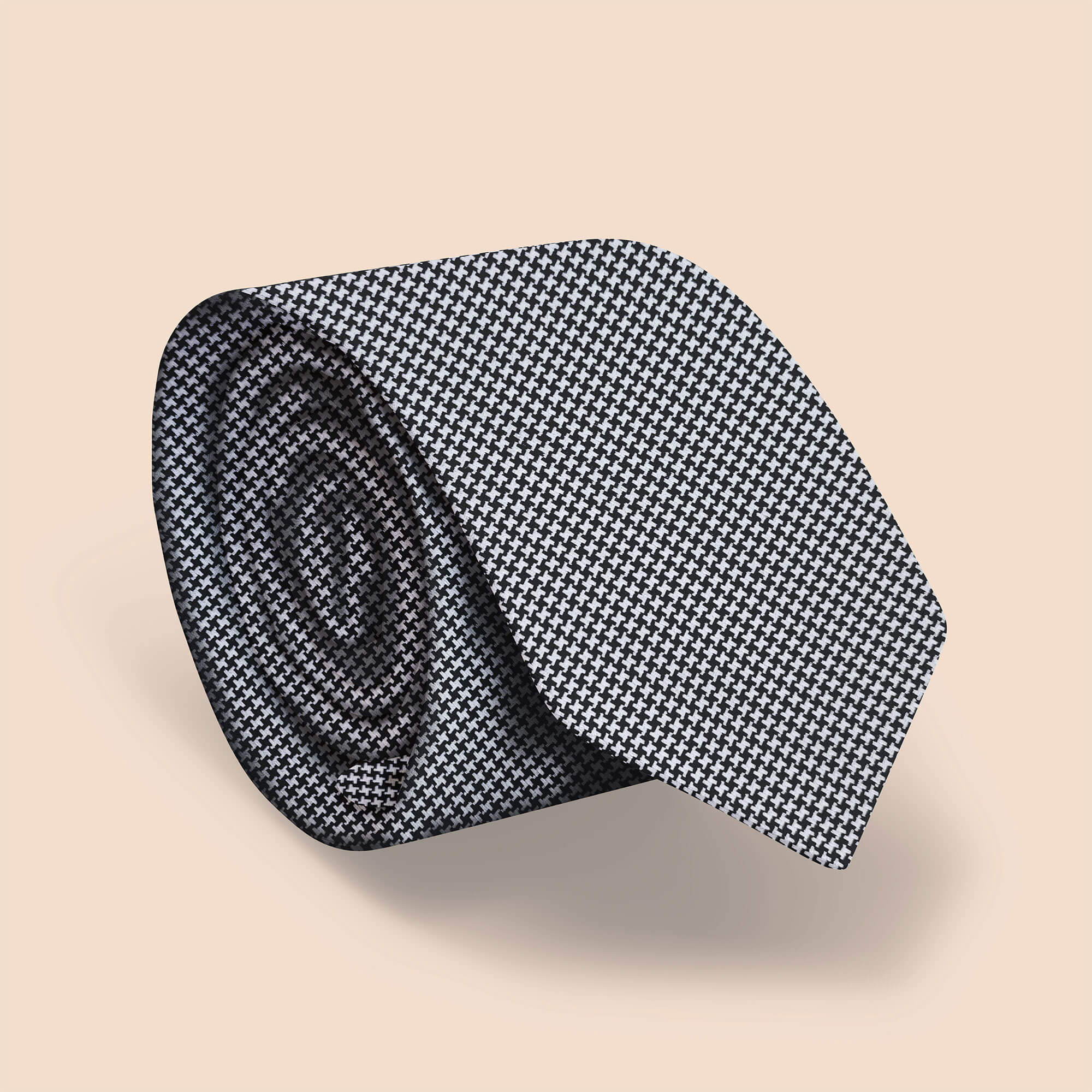 Clover textured handmade tie and pocket square set in Smoky Grey & Black