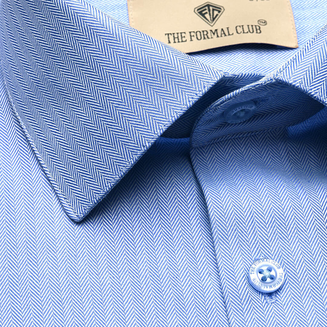 Imperial Herringbone 2 Ply Giza Shirt In Cornflower