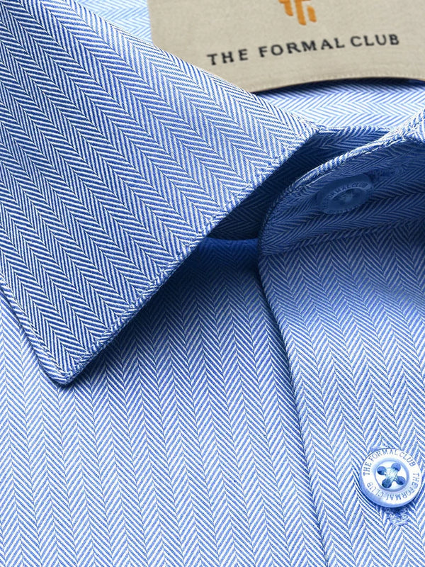 Imperial Herringbone 2 Ply Giza Shirt In Cornflower