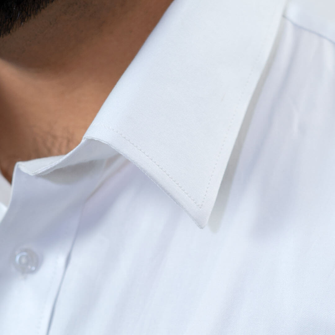 Hampstead 2 Ply Giza Cotton Shirt in Pearl White