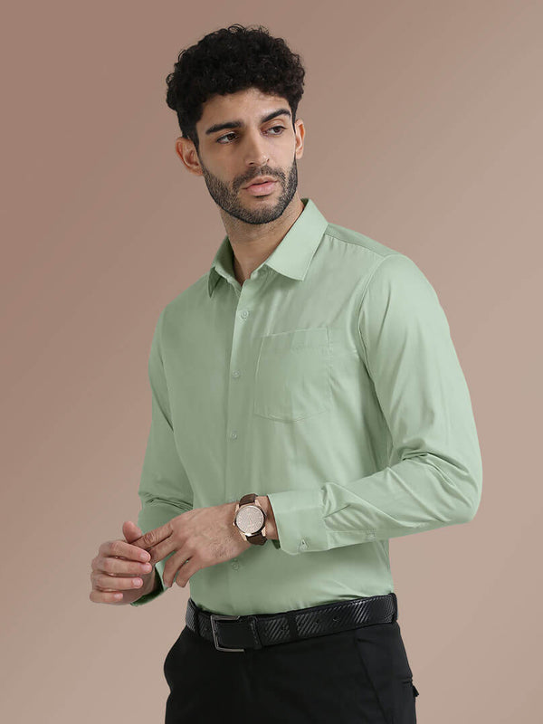 Cambridge Giza Cotton Shirt In Moss Green