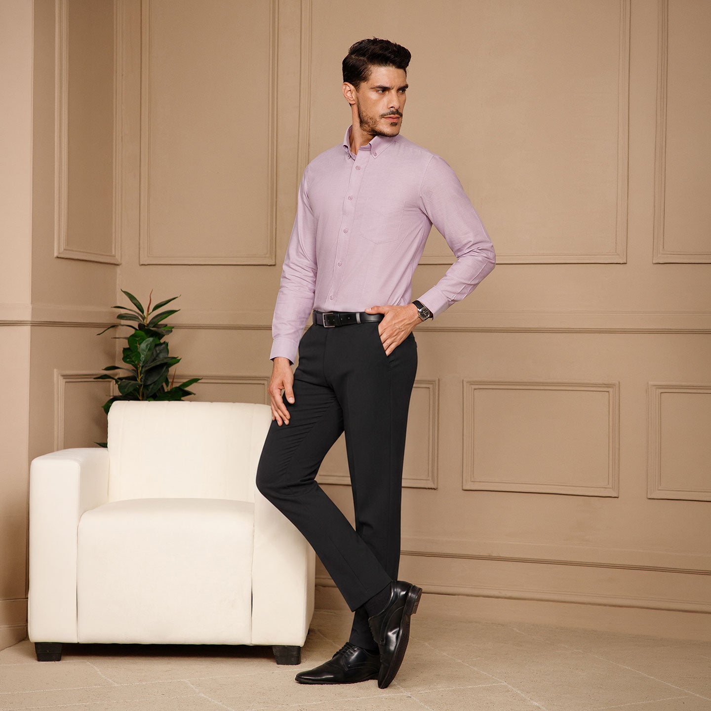 Regal Oxford Solid Shirt In Lilac