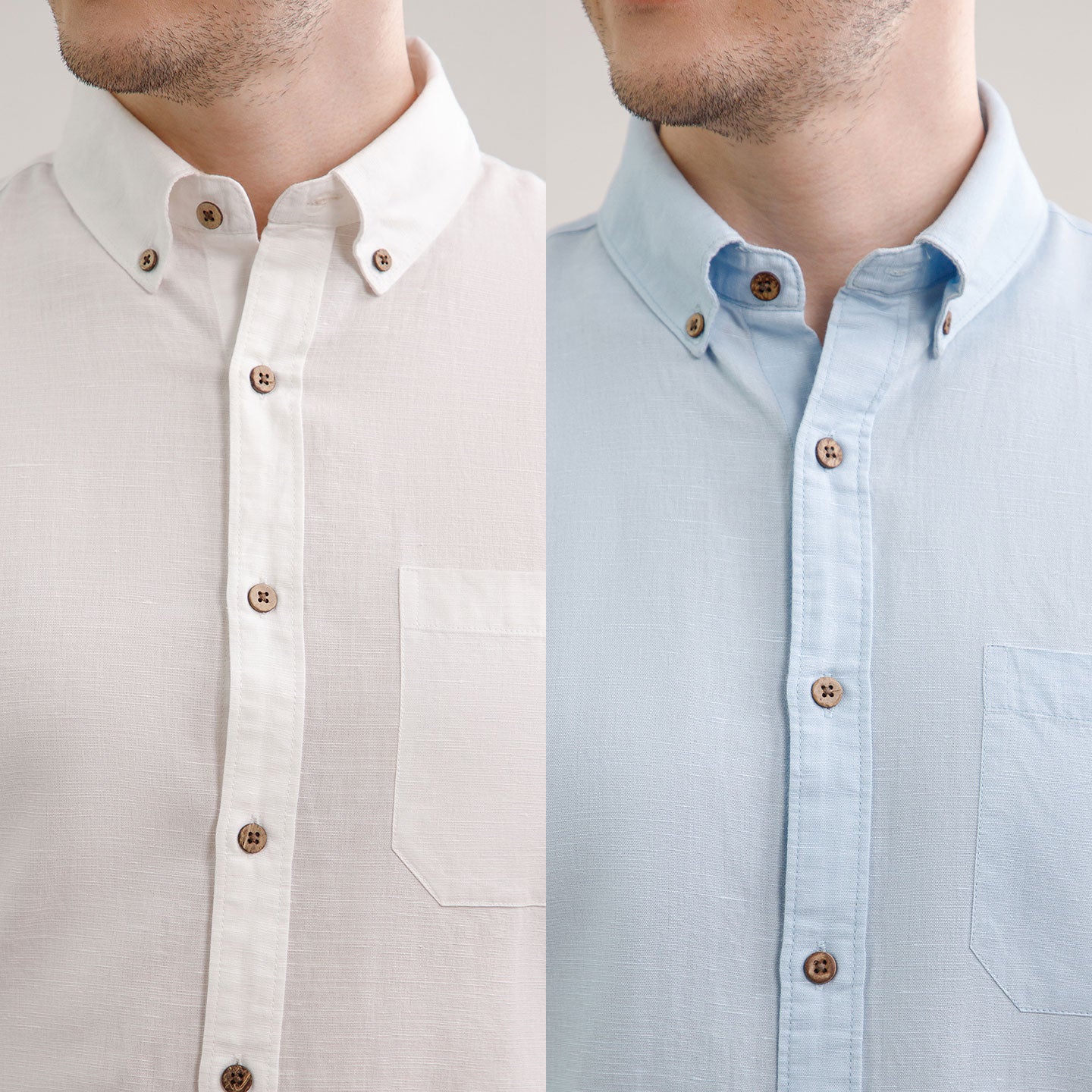 The Best Sellers of Breeze Linen Full Sleeves - 2 Shirt Pack - Baby Blue & Ivory