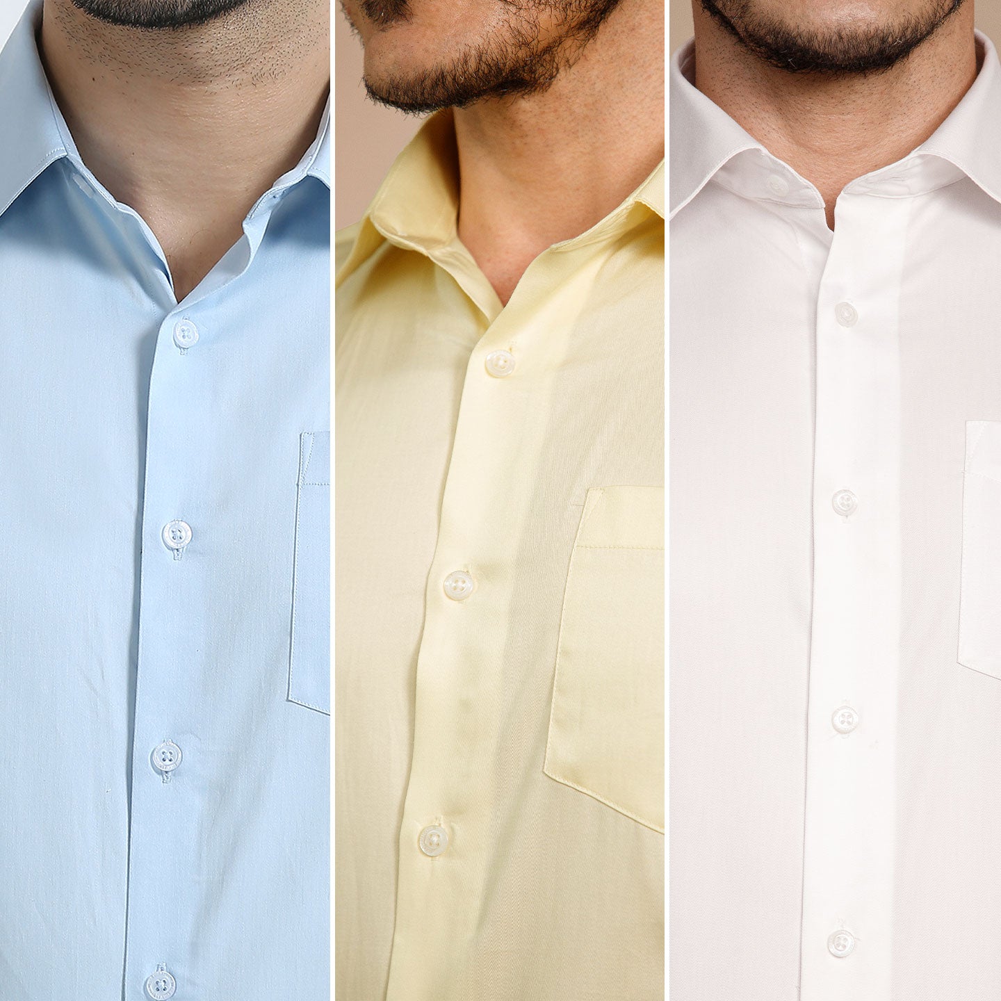 The Best-Sellers of Giza Cotton - 3 Shirt Pack - Ice Blue, Vanilla & Snow