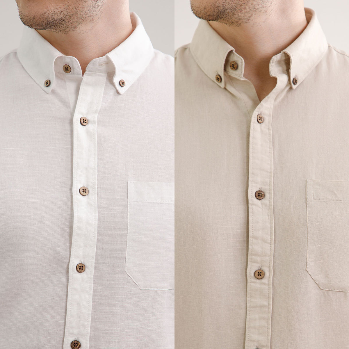 The Best Sellers of Breeze Linen Half Sleeves - 2 Shirt Pack - Sand & Snow