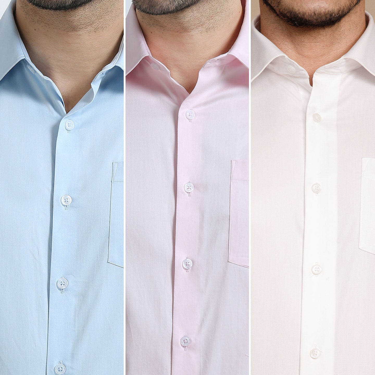 The Best-Sellers of Giza Cotton - 3 Shirt Pack - Ice Blue, Powder Pink & Snow