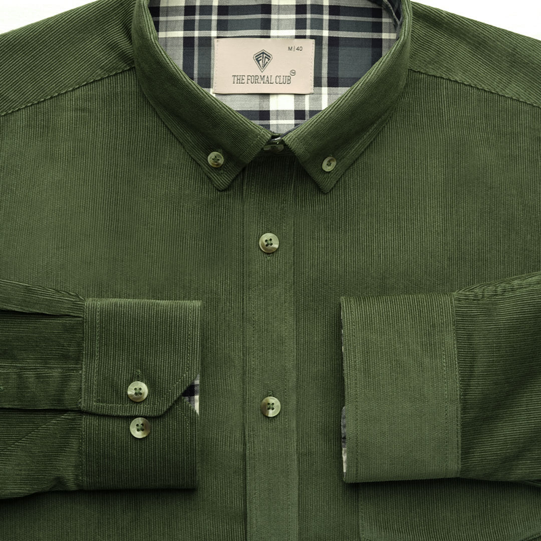 Cruise Corduroy Shirt In Leaf Green