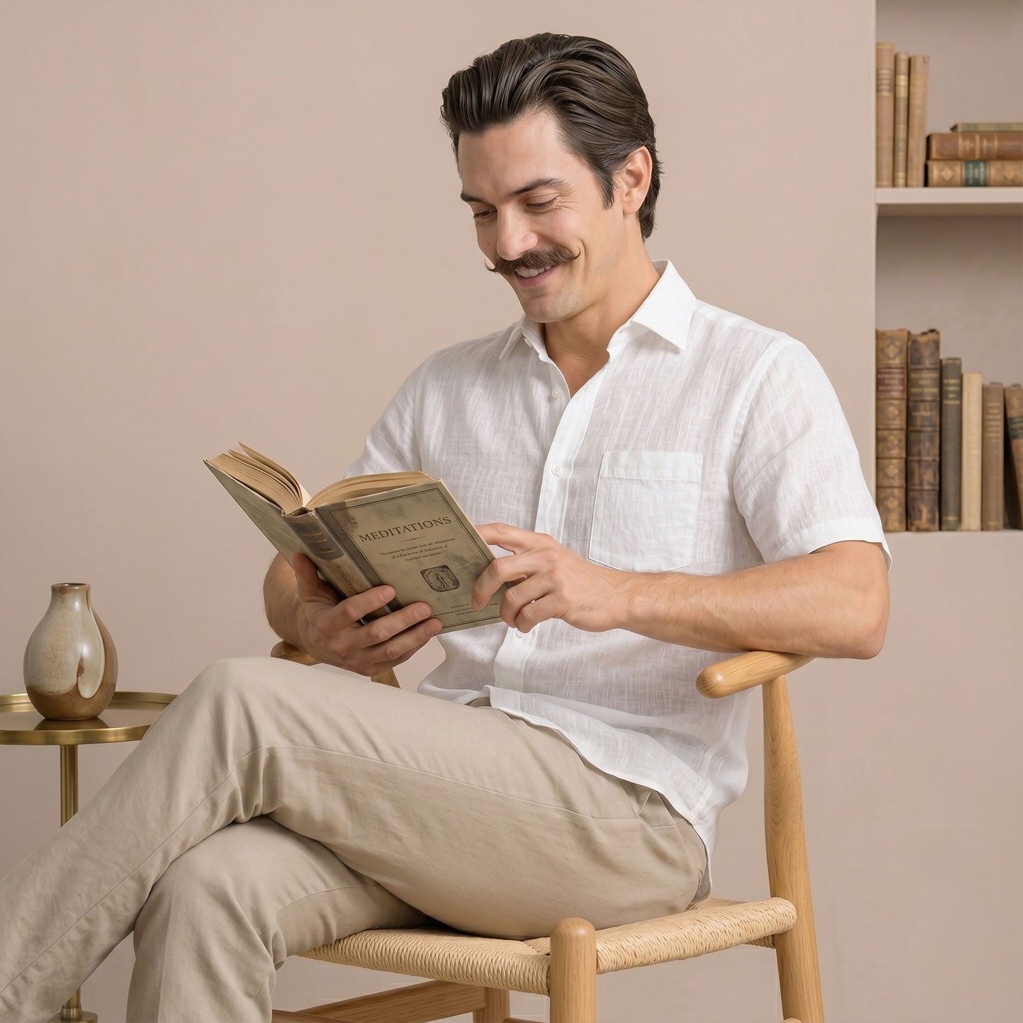 Cedar Pure Linen Half Sleeves Shirt In Snowflake