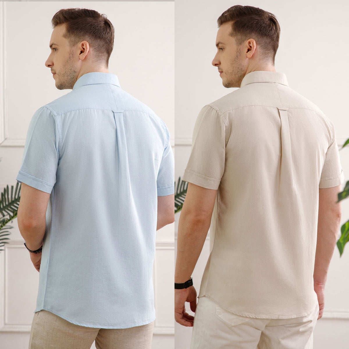 The Best-Sellers of Breeze Linen Half Sleeves - 2 Shirt Pack - Powder Blue & Sand