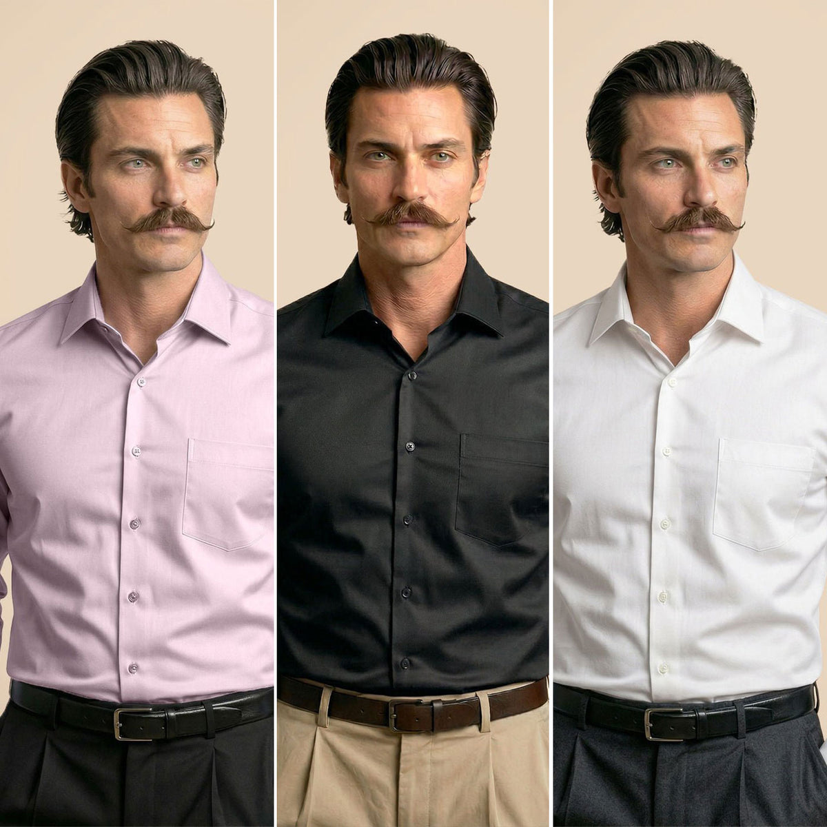 The Best-Sellers of French Cuff- 3 Shirt Pack - Dusty Rose, Raven & Snow