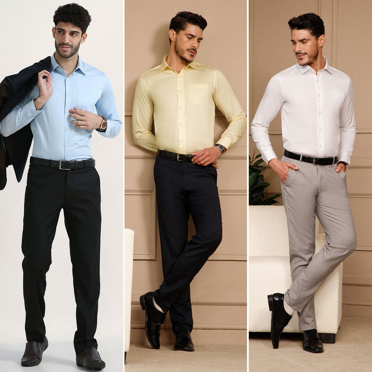 The Best-Sellers of Giza Cotton - 3 Shirt Pack - Ice Blue, Vanilla & Snow