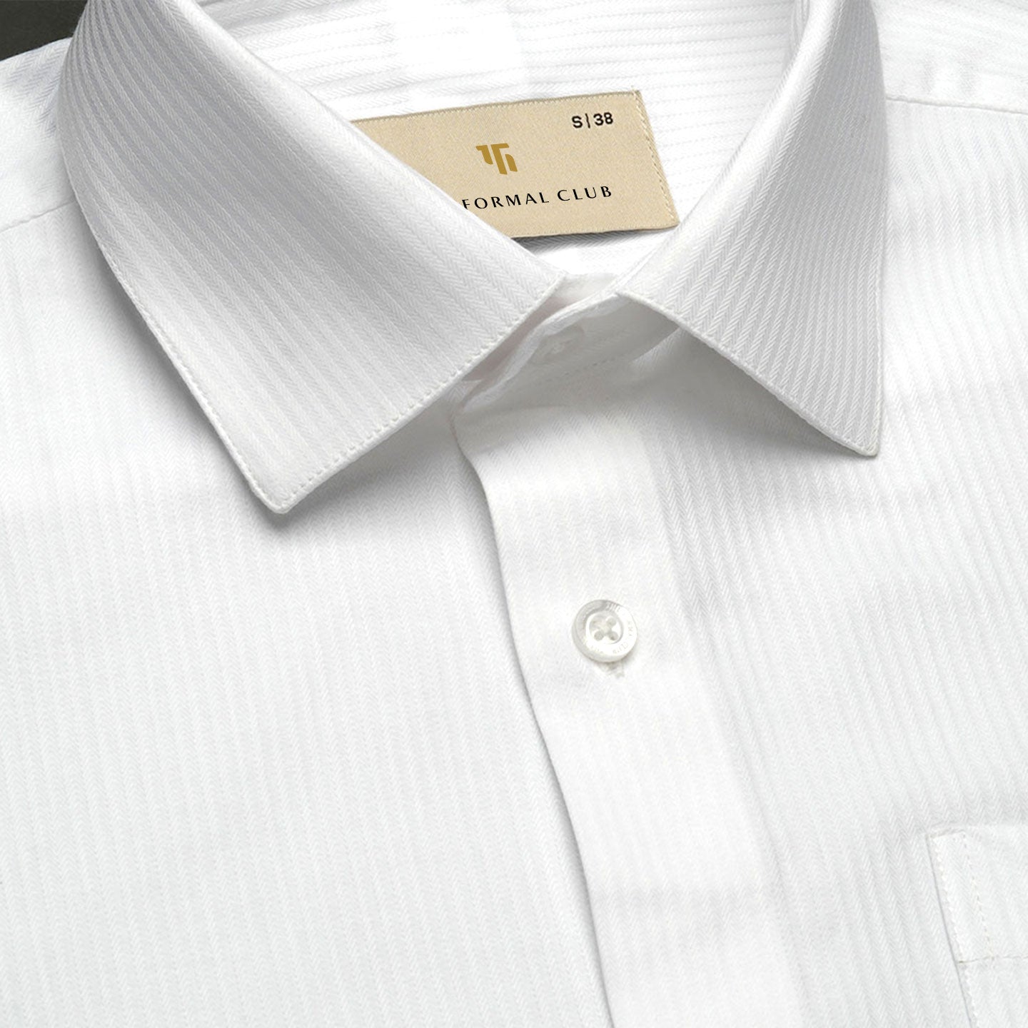 Crest Self Stripe 2 Ply Giza Shirt in Cloud White