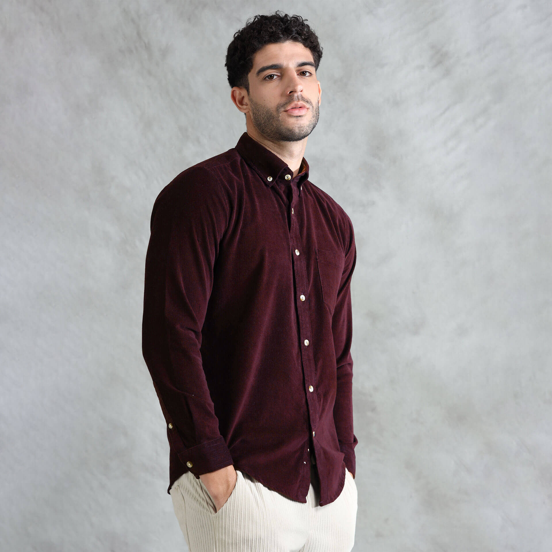 Cruise Corduroy Shirt In Wineberry