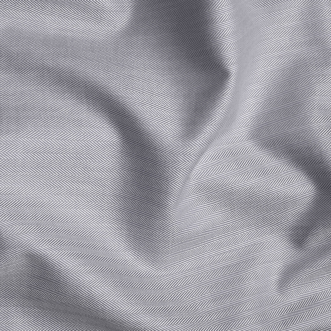 Imperial Herringbone 2 Ply Giza Shirt In Silver Grey