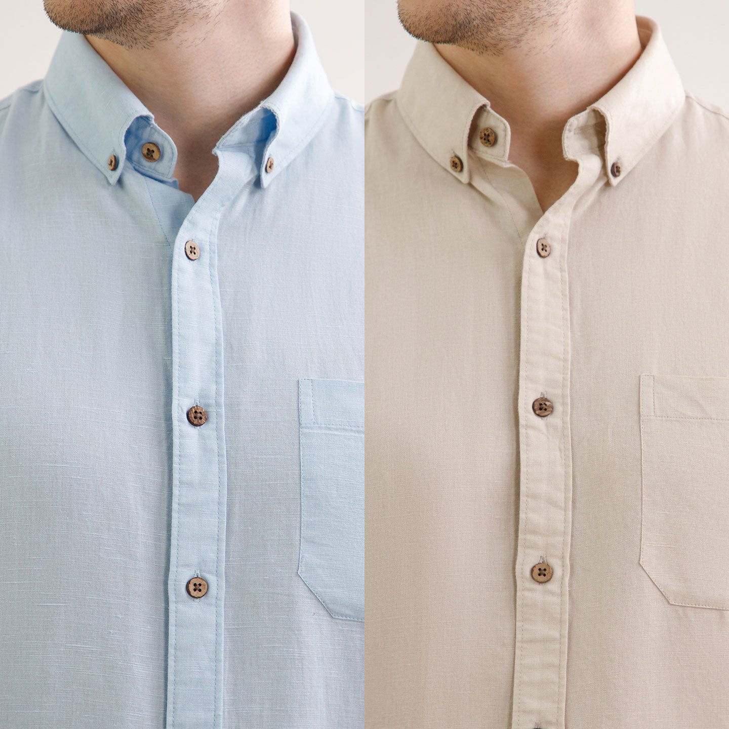 The Best-Sellers of Breeze Linen Half Sleeves - 2 Shirt Pack - Powder Blue & Sand