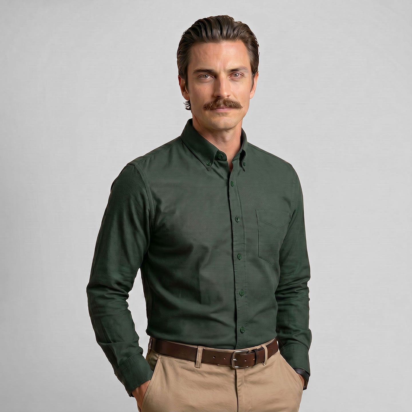 Regal Oxford Solid Shirt In Deep Forest