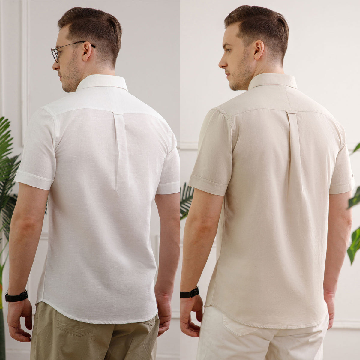 The Best Sellers of Breeze Linen Half Sleeves - 2 Shirt Pack - Sand & Snow