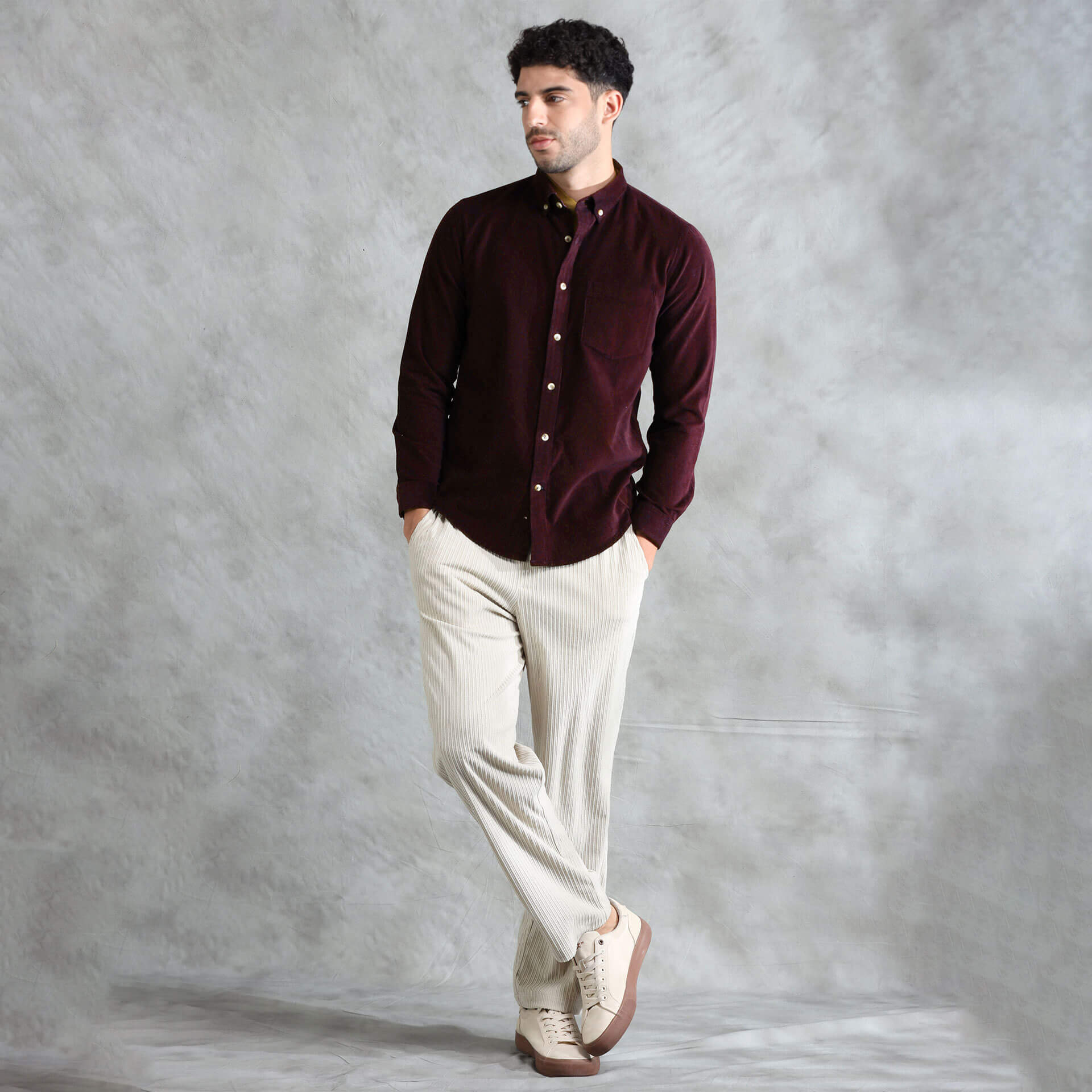 Cruise Corduroy Shirt In Wineberry