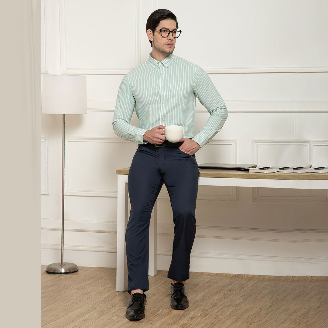Regal Oxford Stripe Shirt In Sage