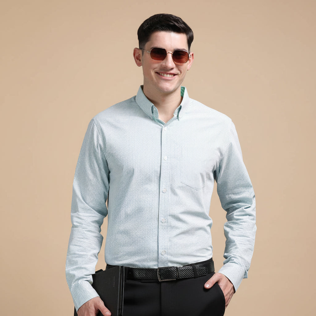 Gingham Check Shirt in Cloud Blue