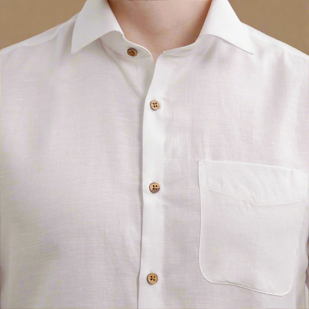 Earthy Hemp Half Sleeves Shirt in Snow