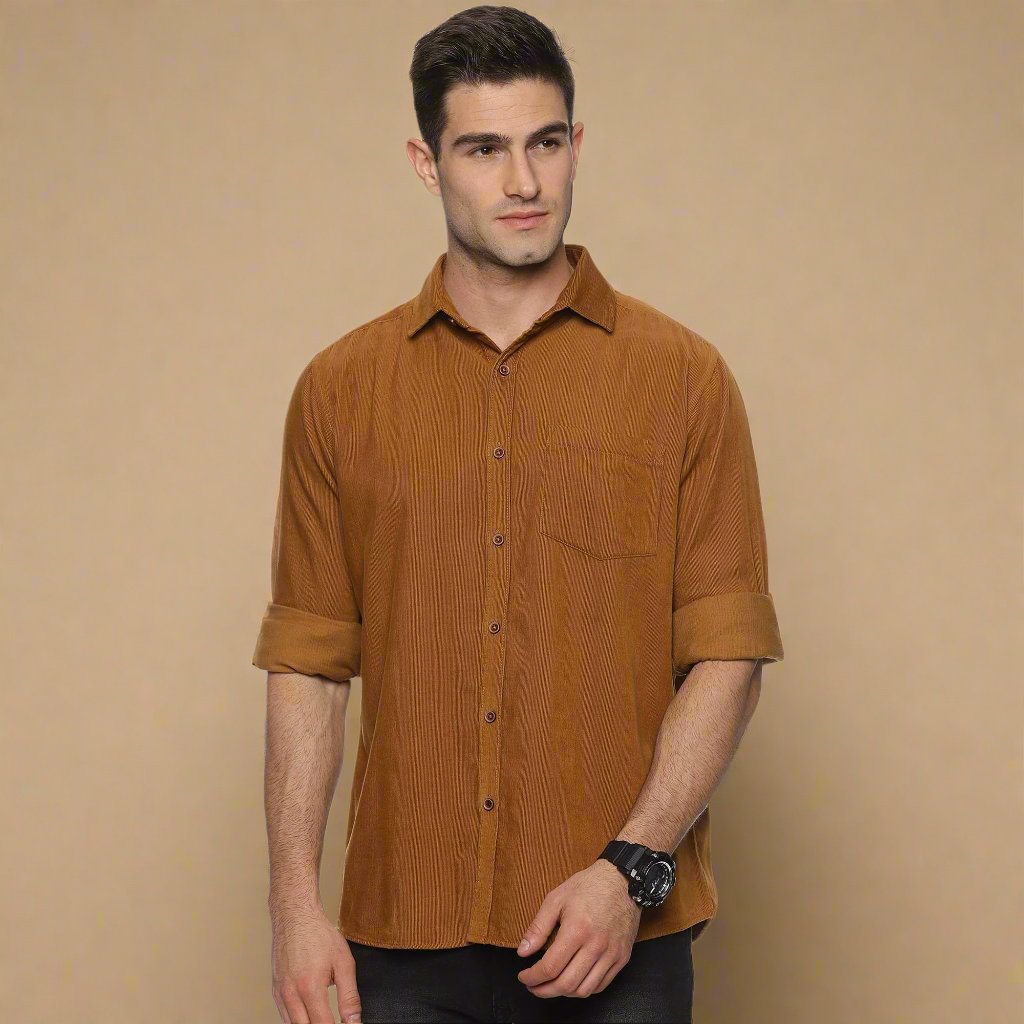 CRUISE CORDUROY TAN SHIRT - The Formal Club