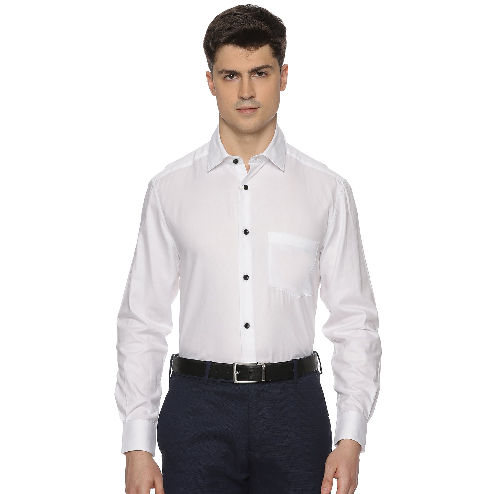 Eclipse Twill Solid Shirt In White Regular Fit - The Formal Club