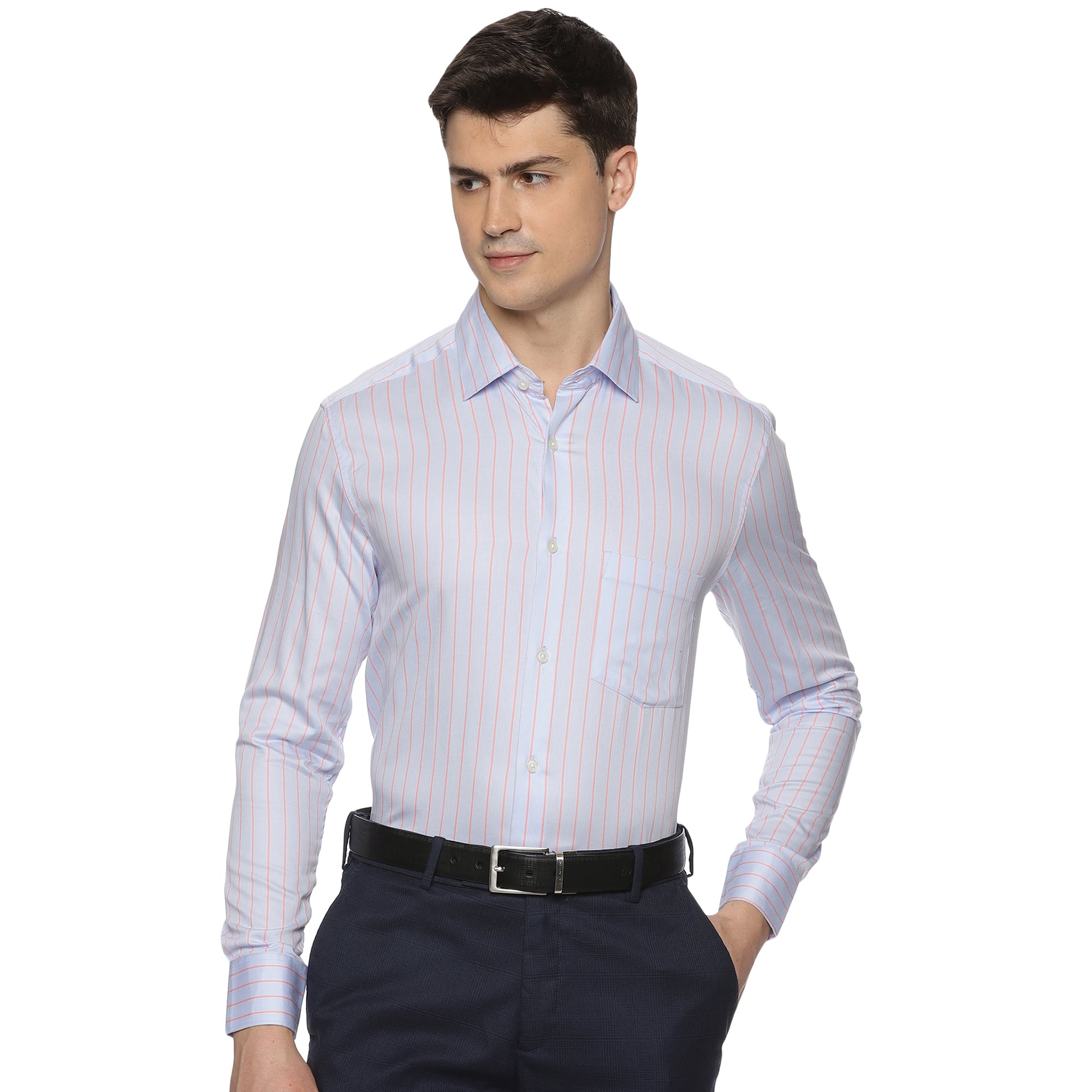 Enigma Cotton Stripes Shirt In Light Blue - The Formal Club