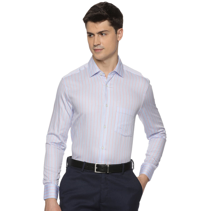 Enigma Cotton Stripes Shirt In Light Blue – The Formal Club
