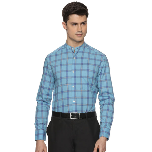 Blissful Cotton Check Shirt In Blue
