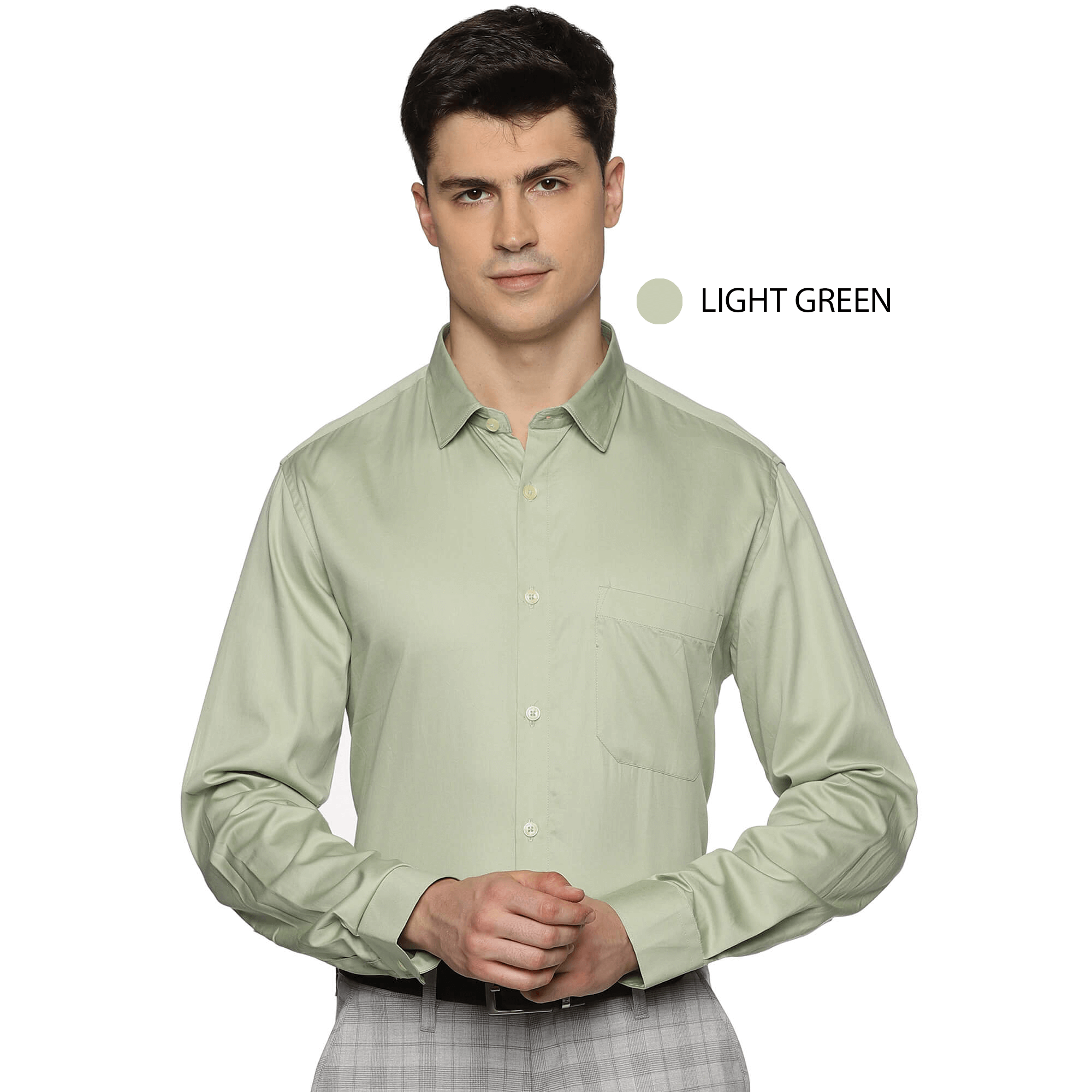 Buy Swiss Finish Giza Cotton Shirt In Light Green Online