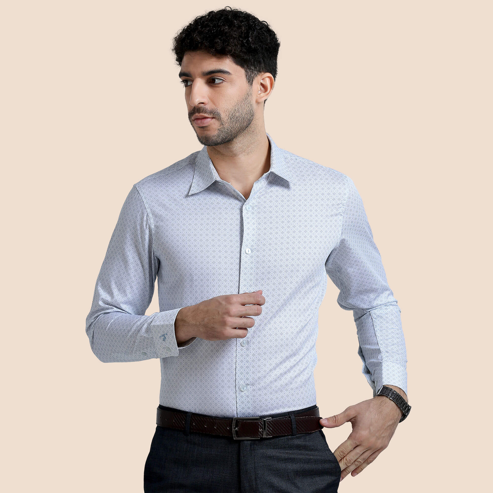 Serenity Giza Shirt In Blue Flakes