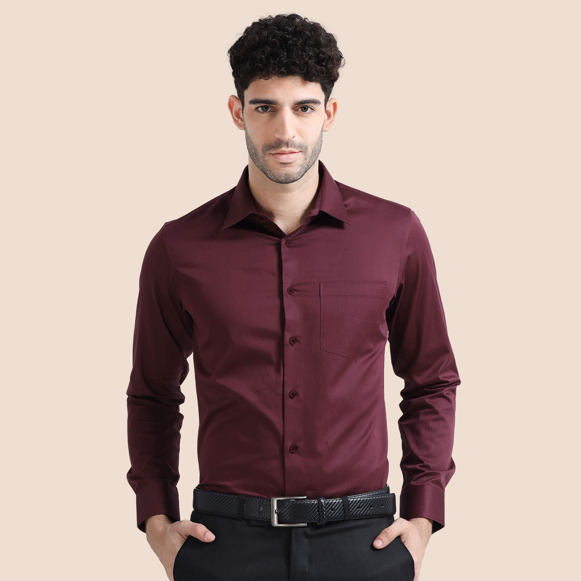 Cambridge Giza Cotton Shirt In Wineberry