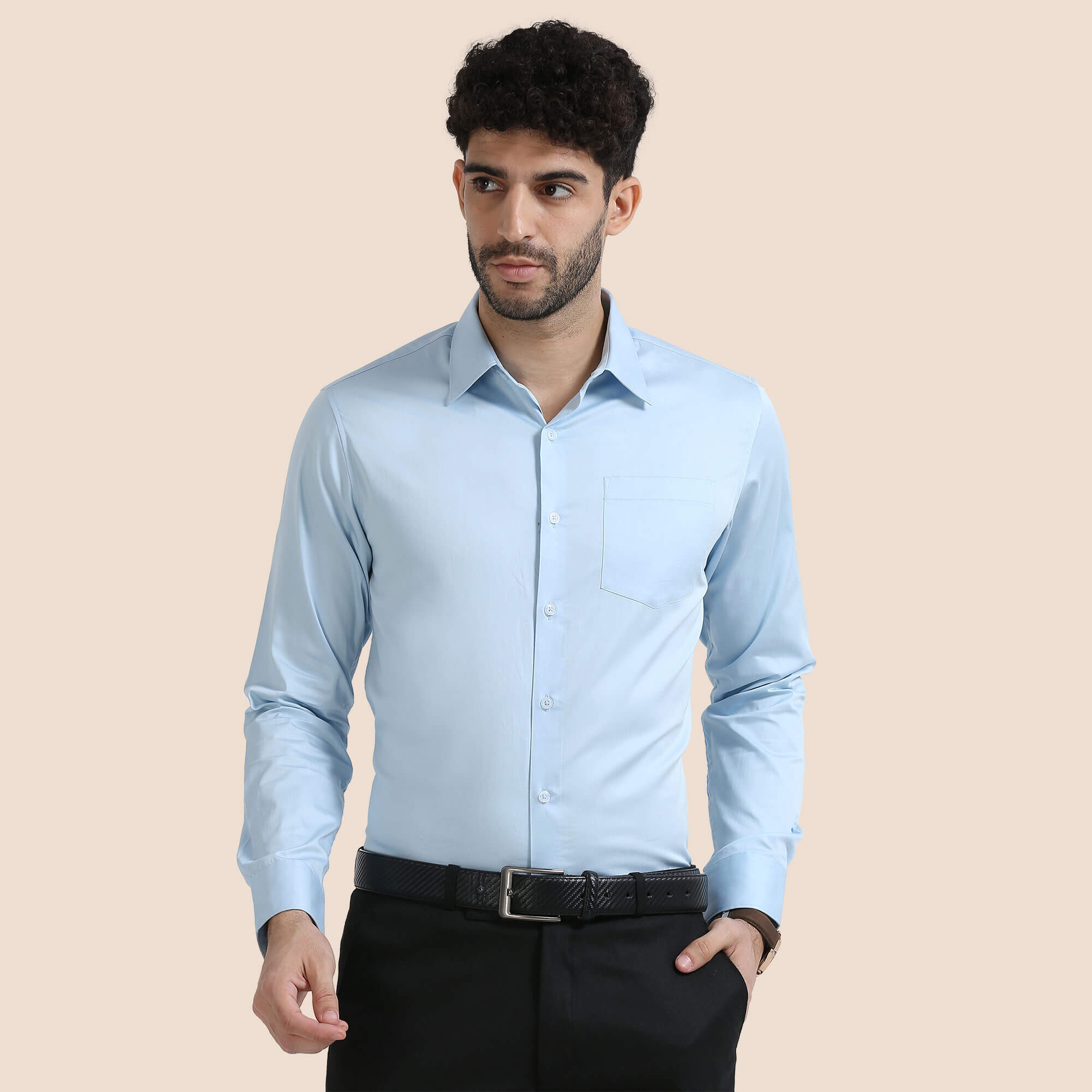 Cambridge Giza Cotton Shirt In Ice Blue