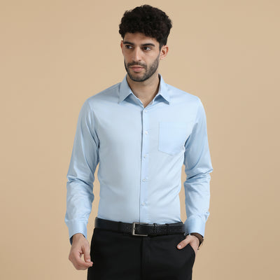 Cambridge Giza Cotton Shirt In Ice Blue