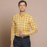 Maverick Cotton Check Shirt In Yellow
