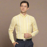 Skyline Cotton Stripes Shirt In Yellow & White