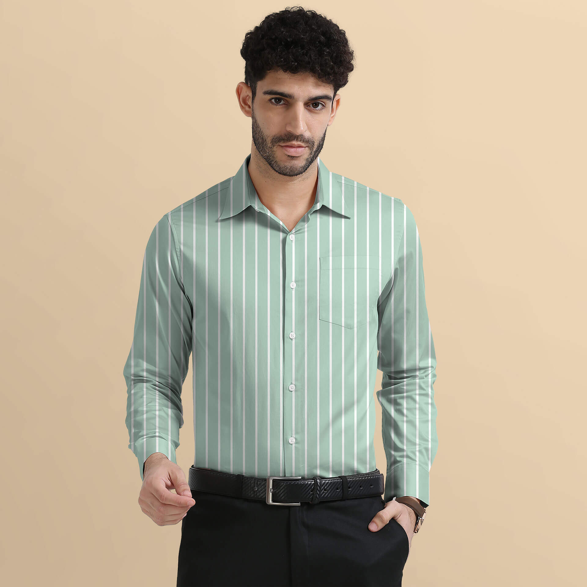 Regal Oxford Stripe Shirt In Sage