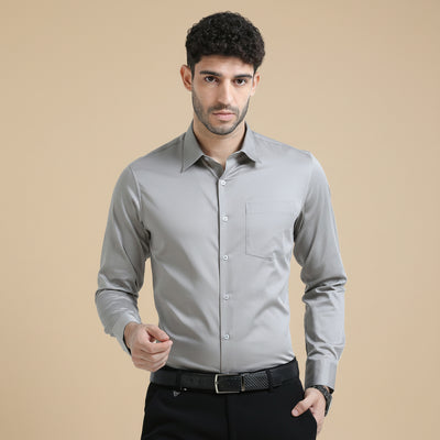 Cambridge Giza Cotton Shirt In Pewter