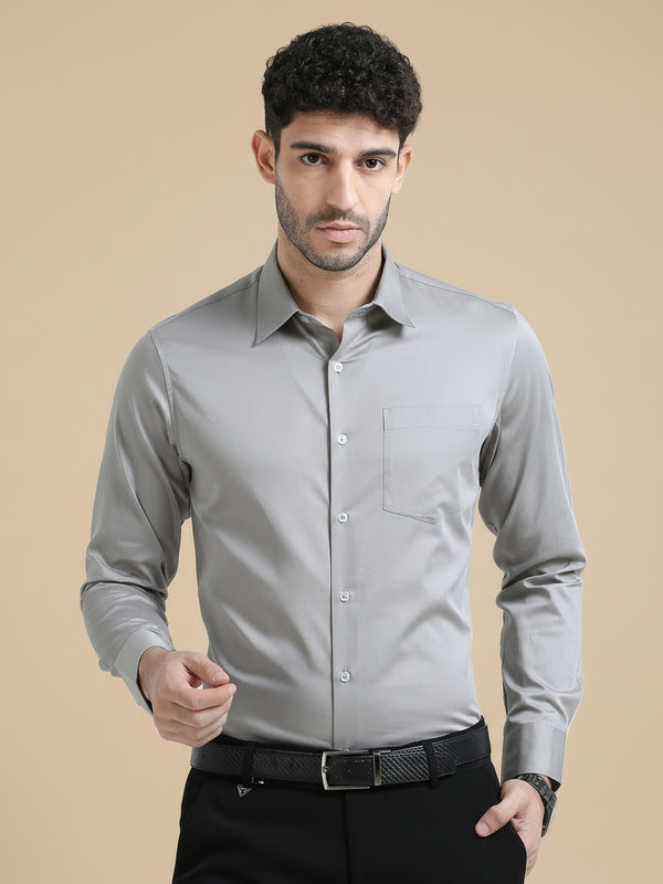 Cambridge Giza Cotton Shirt In Pewter