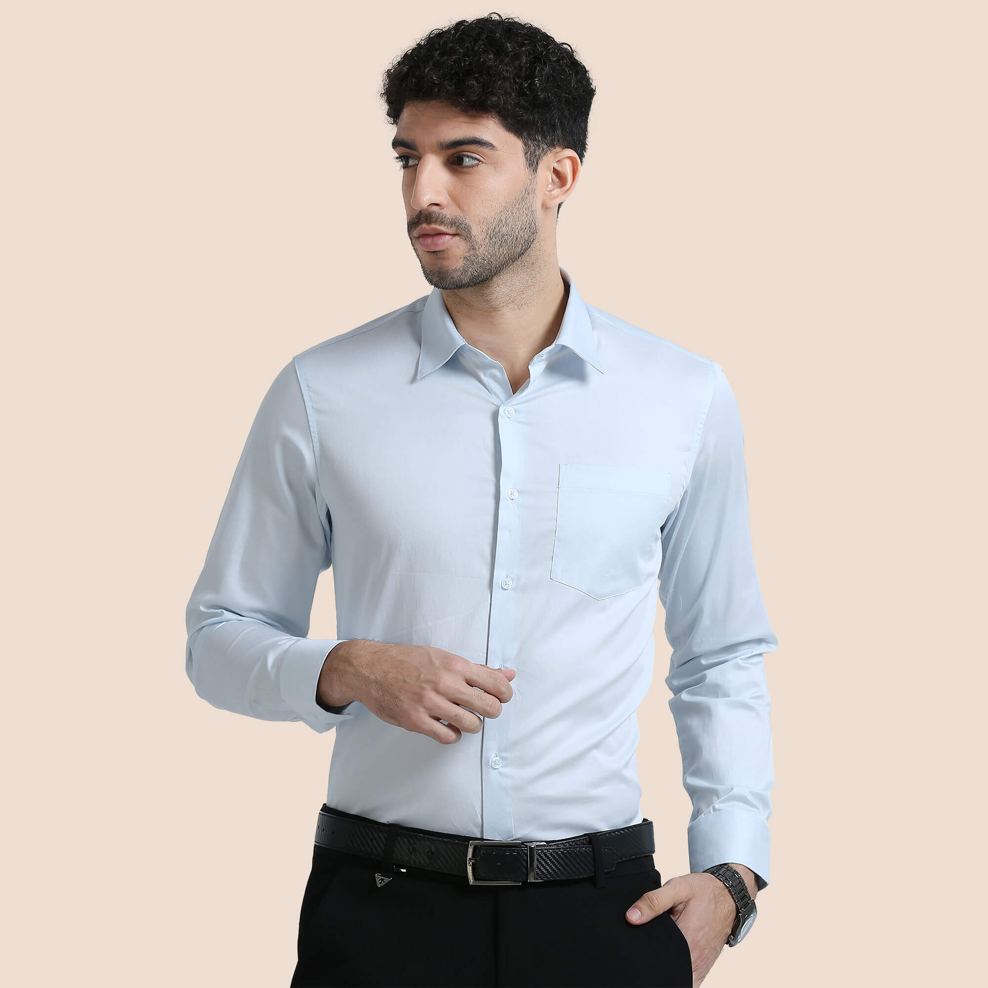 Cambridge Giza Cotton Shirt In Powder Blue