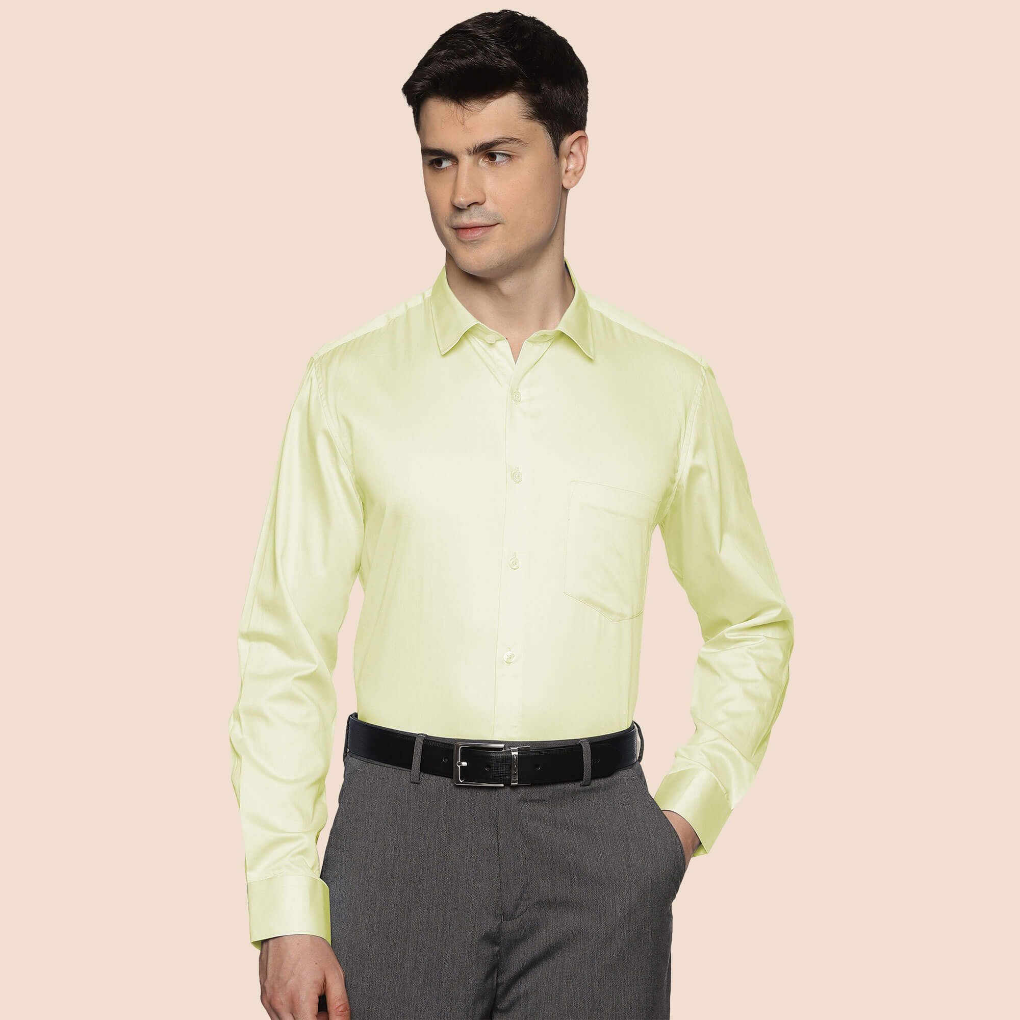 Swiss Finish Giza Cotton Shirt In Light Lemon