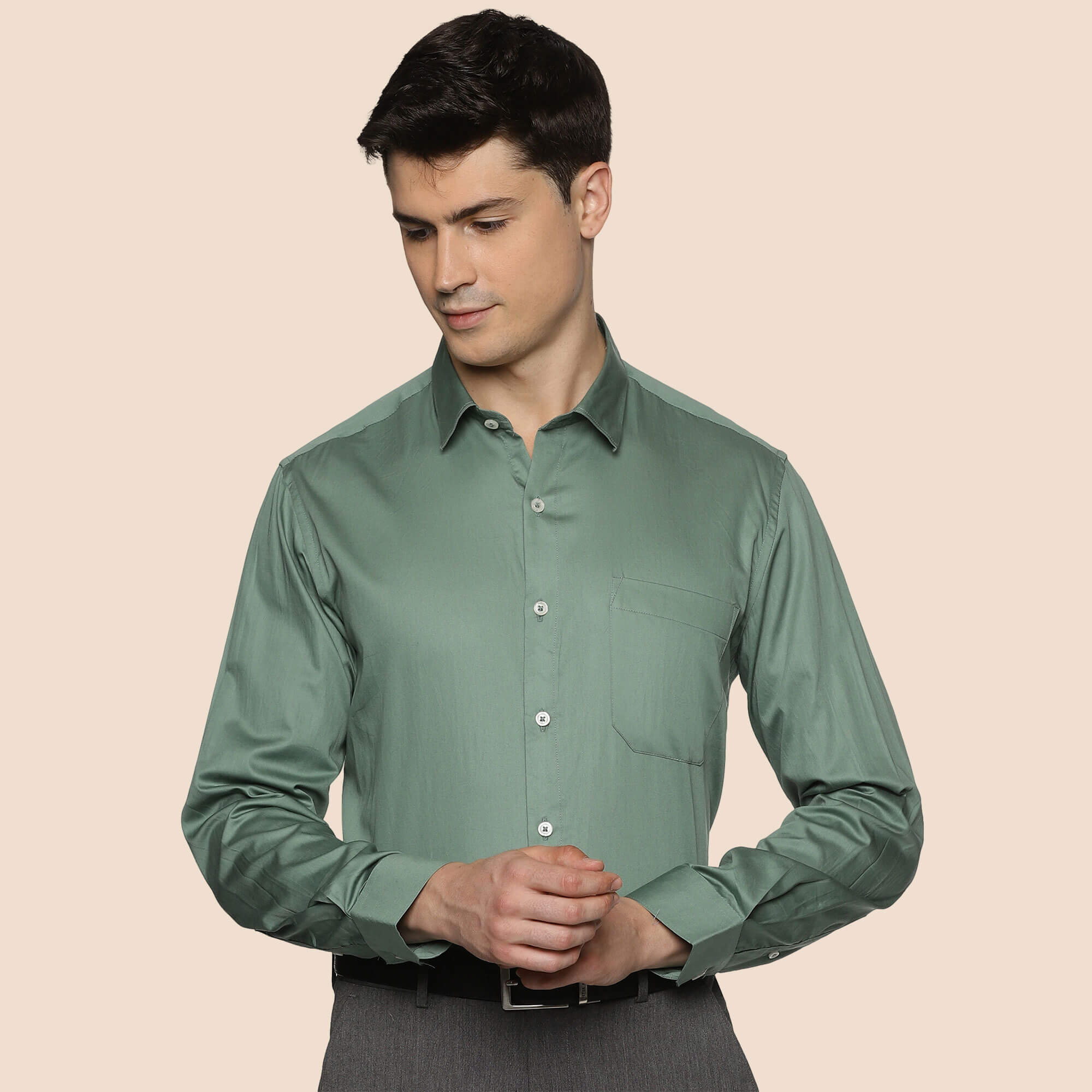 Swiss Finish Giza Cotton Shirt In Green