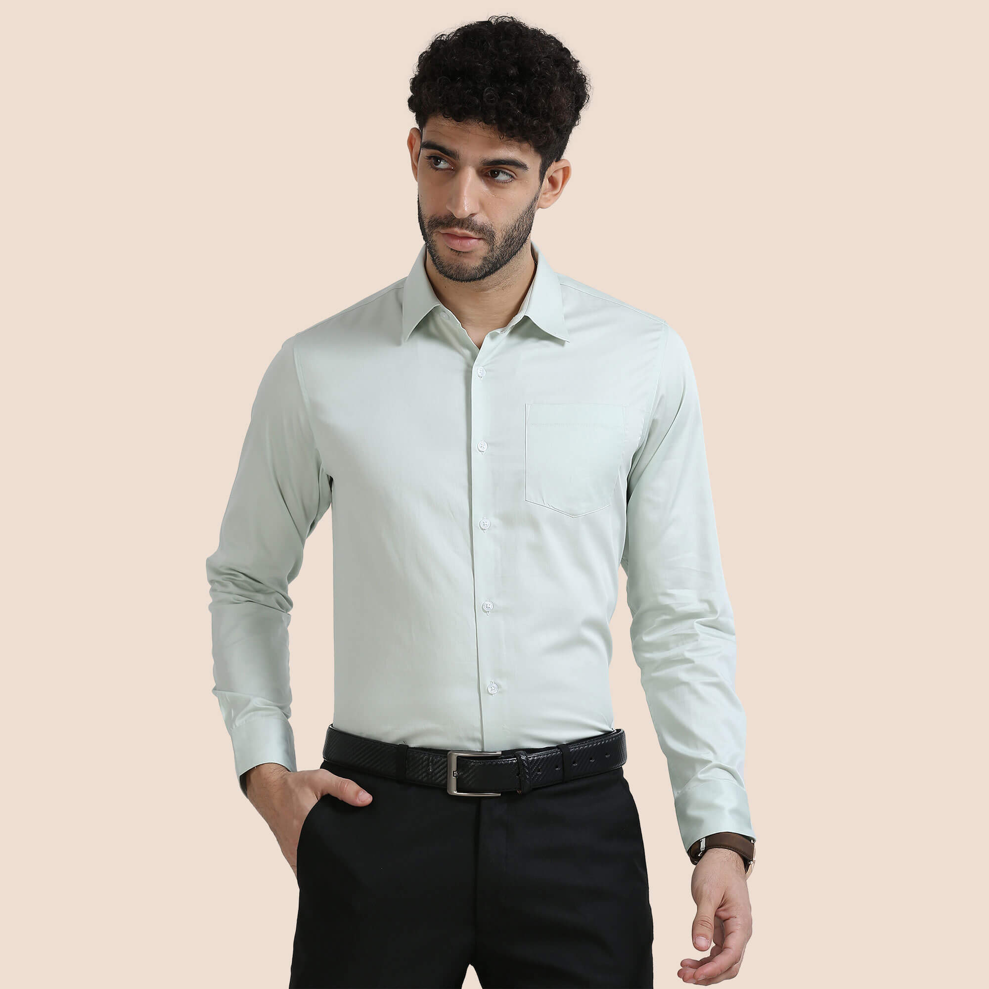 Cambridge Giza Cotton Shirt In Moss Green